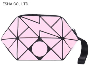 ピンクの菱形折りたたみハンドバッグポータブル化粧品バッグ